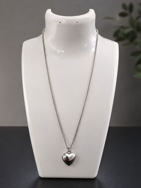Silver Heart Pendant Necklace Women